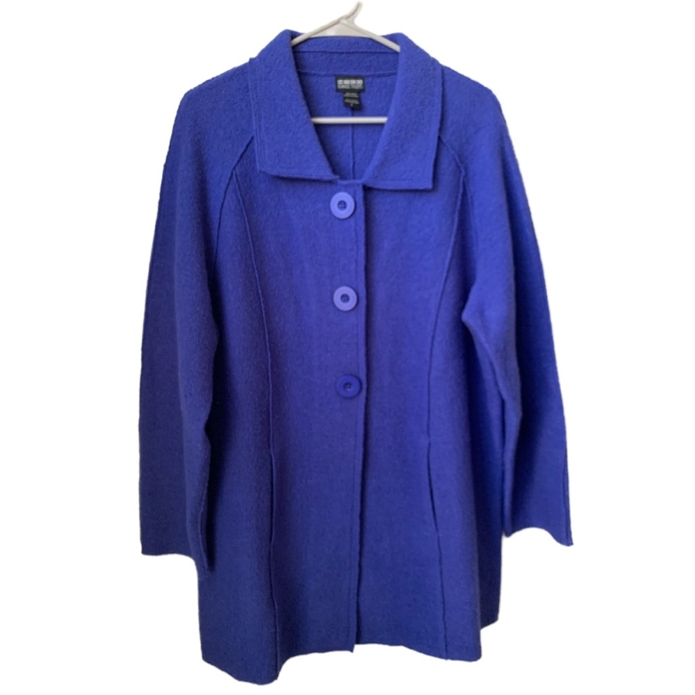 NTCO NOMADIC TRADERS Women’s Purple Boiled Wool Long Sleeve Button Down Jacket